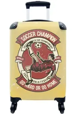 MuchoWow Handgepäckkoffer Fußball - Mann - Retro, 4 Rollen, Reisetasche mit rollen, Handgepäck für Ferien, Trolley, Reisekoffer bunt