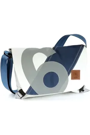 360° 360Grad Schultertasche Umhängetasche Törn, recyceltes Segeltuch, Weiß/Blau weiß