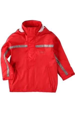 BMS Regen- und Matschjacke Regenjacke für Kinder 100% wasserdicht mit Kapuze rot 146
