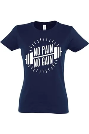 Youth Designz T-Shirt No Pain No Gain Damen Shirt mit trendigem Sport Print blau XXL
