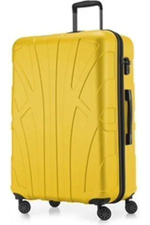 SUITLINE Trolley S1, 4 Rollen, Großer Reisekoffer XL Koffer mit Erweiterung, Rollkoffer TSA 110 L gelb