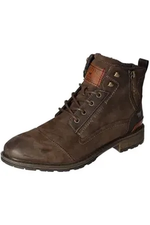 Mustang Shoes Schnürboots Winterboots, Casual Stiefel mit stylischem Logodruck auf der Zunge braun 42 EU