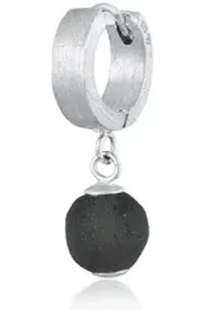 Kuzzoi Paar Creolen Herren Single Creole mit Glasperle 925 Silber, Kugel silberfarben