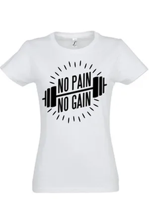 Youth Designz T-Shirt No Pain No Gain Damen Shirt mit trendigem Sport Print weiß XL