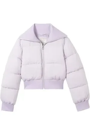 TOM TAILOR Steppjacke Cropped Pufferjacke mit Kragen lila 176