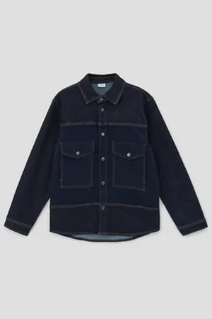 QS by s.Oliver Langarmhemd Loose: Hemd im Fabricmix blau XL