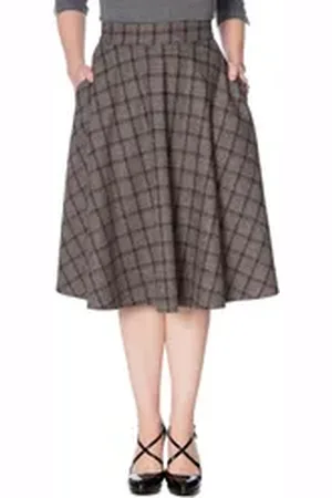 Banned Retro A-Linien-Rock Ladies Day Swing Skirt Grau Vintage A-Linie Rock 50er grau S