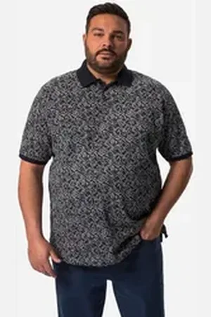 Boston Park Poloshirt Poloshirt Langarm Allover-Druck blau|schwarz 80