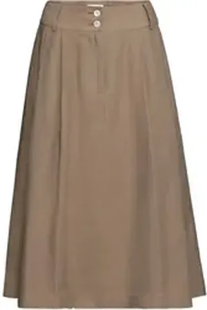 Brigitte Von Schönfels Faltenrock Leinenrock mit Falten beige|orange 42