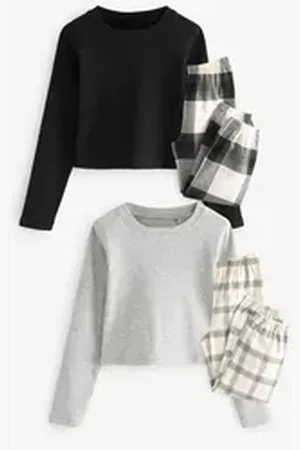Next Pyjama Karierte Pyjamas aus Webstoff im 2er-Pack (4 tlg) schwarz 110 (5 J.)