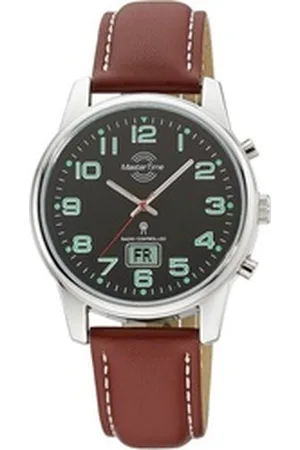Master Time Funkuhr Super Power MTGA-10426-22L, Armbanduhr, Quarzuhr, Herrenuhr, Datum, Leuchtzeiger, Lederarmband braun