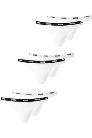 PUMA Bikinislip Bikini Slips (6-St., 6 Stück) mit Umlaufenden Markenlogo am Bund weiß S