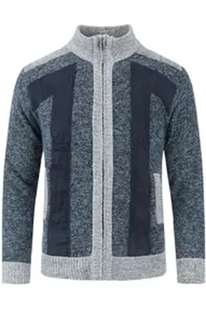 Allthemen Cardigan Herren Cardigan Grobstrick Gefüttert Pullover für Winter blau 3XL