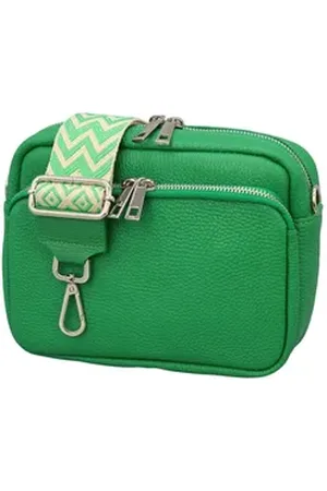 Adel Bags Schultertasche BELLA Umhängetasche für Damen, Schultertasche mit 2 Wechselriemen, echtes Leder, hergestellt in Italien grün