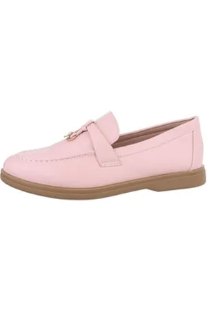 Ital-Design Damen Mokassins Freizeit Slipper Blockabsatz Mokassins in Rosa rosa 36 EU