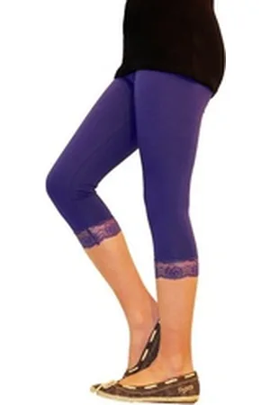 Yeset Caprihose Mädchen Kinder Leggings Leggins Hose Capri 3/4 kurz Spitze Baumwolle V 128