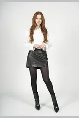 Freaky Nation Lederrock Twiggy Love Minirock aus 100 % echten und soften Lammnappas schwarz S