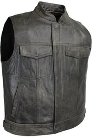 ALPHA Motorradweste Lederweste Motorrad & Freizeit Herren Leder Weste Biker Kutte Braun 100% Natural Rind Leder XXL
