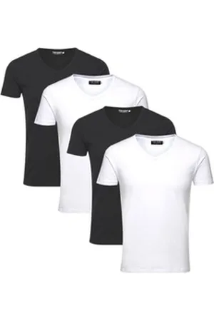 JACK & JONES T-Shirt (Spar Set, 4er-Pack) V-Neck schwarz XXL