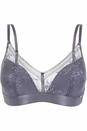 Pretty Polly Bügelloser BH Lingerie Botanical Lace Bügelloser BH mit Schaumcup Nightshade (Soft BH, 1-tlg., Teilspitze) verführerisch sexy grau 85