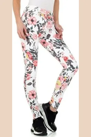 Ital-Design Skinny-fit-Jeans Damen Freizeit Print Stretch Skinny Jeans in Weiß weiß S/36