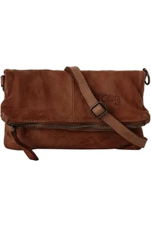 Cluty Abendtasche, echt Leder, Made in Italy braun