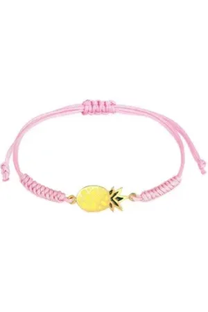 Elli Armband Kinder Ananas Bunt Nylon verstellbar 925 Silber, Ananas goldfarben