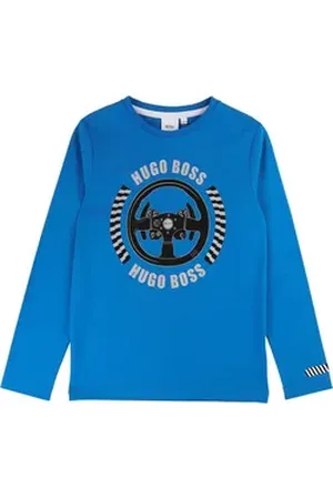 HUGO BOSS Langarmshirt Kinder Longsleeve Lenkrad blau 10 Jahre ( 134-140 )