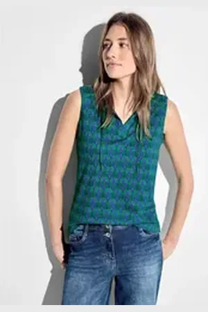 CECIL Tanktop mit geschlitztem Rundhalsausschnitt mit Bändchen grün XXL (46)