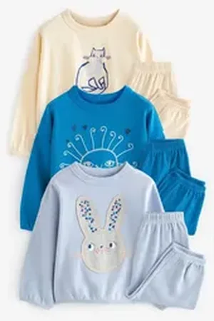 Next Pyjama Schlafanzug mit Hose mit Jogginghosen im 3er-Pack (6 tlg) blau 86-92 (1,5-2 J.)