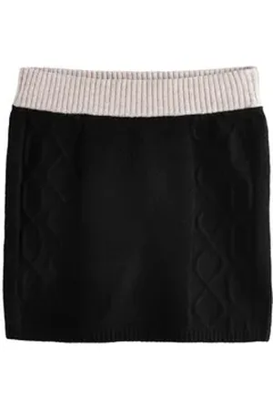 Next Minirock Gestrickter, enger Minirock mit Zopfmuster (1-tlg) schwarz XL