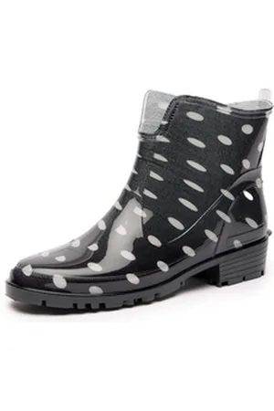 Ladeheid Gummistiefeletten LA-930 kurze Boots für Frauen Gummistiefel Damen wasserfest und bequem schwarz 37 EU