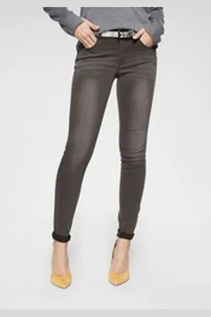 Tamaris Skinny-fit-Jeans schmale Beinform, normale Leibhöhe, 5-Pocket-Form, Used-Waschung grau 38