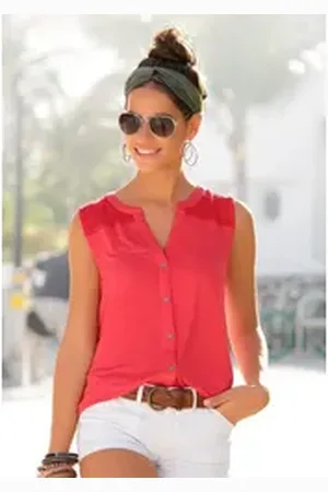 QS by s.Oliver Strandtop mit Spitzeneinsatz rot 32/34