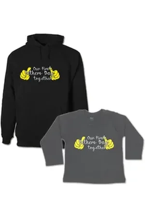 G-graphics Kapuzenpullover Our first Father ́s Day together (Familienset, Einzelteile zum selbst zusammenstellen) Erwachsenen-Hoodie & Baby Sweater schwarz S