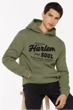 Harlem Soul Kapuzensweatshirt mit Frottee Lettern grün M