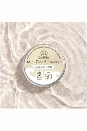 Suntribe Sonnenschutzcreme BIO Mineralisch Zinksonnencreme Gesicht & Sport LSF 50 Farbe Weiß, 1 Aluminiumdose 15 g, 100% Natur