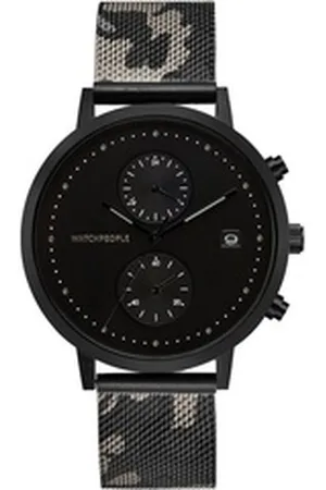 Watchpeople Multifunktionsuhr Cosmo Black WP 049-03, flach, Datumsanzeige, Dual-Time, easy release Band