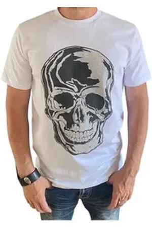 Aaron Bane Kurzarmshirt Shirt T-Shirt weiß Glitzer Skull Strass Steinchen Totenkopf XS-XL Strass S