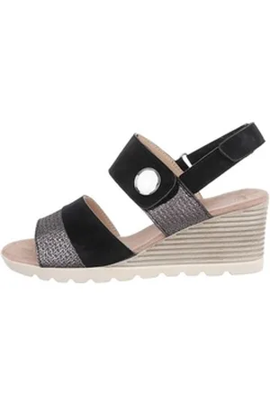 Ital-Design Damen Freizeit Keilsandalette Keilabsatz/Wedge Keilsandaletten in Schwarz schwarz 40 EU