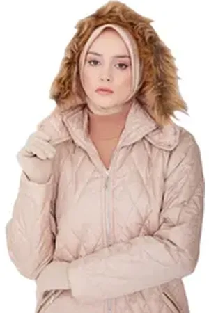 Armine Steppmantel Armine Steppjacke Damen, Warm Mantel Damen Lang, Winterjacke Damen mit beige 52