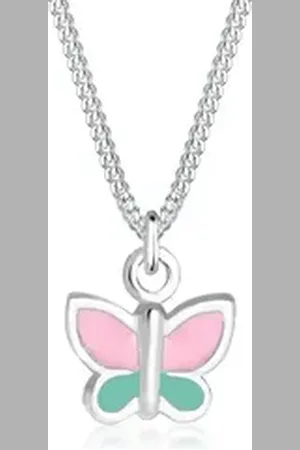 Elli Kette mit Anhänger Kinder Schmetterling 925 Sterling Silber, Schmetterling silberfarben
