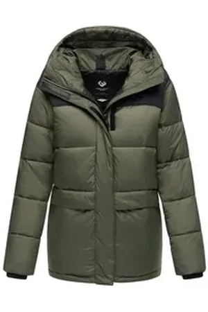 Ragwear Anorak Wikesh stylische Winter Steppjacke mit Colourblocking grün 6XL (52)