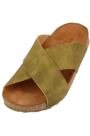Haflinger Bio Mio Sommer Sandale aus Leder Hausschuh Unisex Hausschuh grün 45 EU