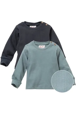 People Wear Organic Langarmshirt für Mädchen und Jungs im 2er Pack Bio Baumwolle blau 98/104