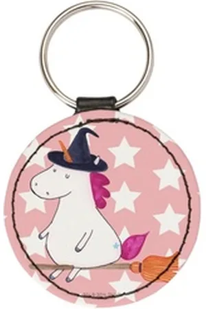 Mr. & Mrs. Panda Schlüsselanhänger Einhorn Hexe - Rot Pastell - Geschenk, Frau, Engel, Taschenanhänger, (1-tlg), Einzigartiges Design rot