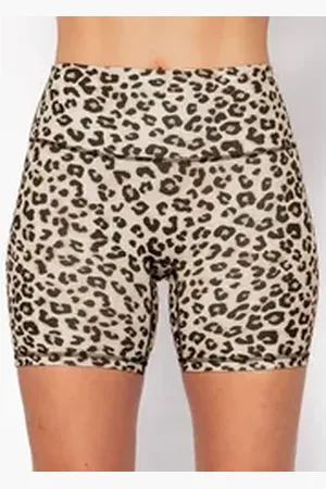SASSYCLASSY Funktionsleggings Kurze High Waist Leggins mit breitem Taillenbund beige|braun XL