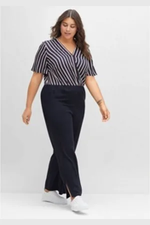 Sheego Jumpsuit Große Größen aus fließender Viskose blau 48