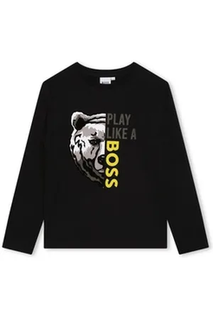 HUGO BOSS Langarmshirt Langarmtshirt in Schwarz mit Bären Print 8 Jahre (126cm)