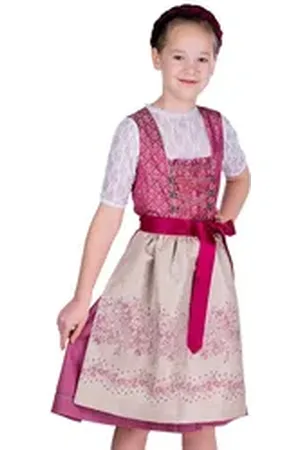 Isar Dirndl Kinderdirndl 2tlg. - CARLETTA - himbeer/mauve/beige beige 140